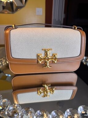 Eleanor Small Leather Straw Convertible Shoulder Bag